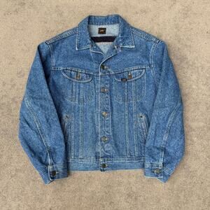Men's Vintage 90's Lee Riders Western Dark Blue Denim Jean Trucker Jacket Sz 48